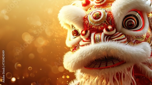 A Close Up Of A Lion Costume On A Gold Background