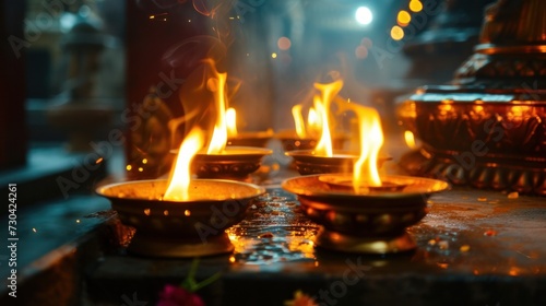 Oil lamps fire burning