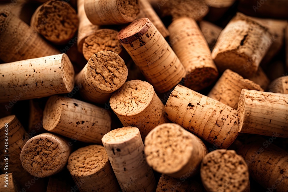 Wine corks background. Ai Generative