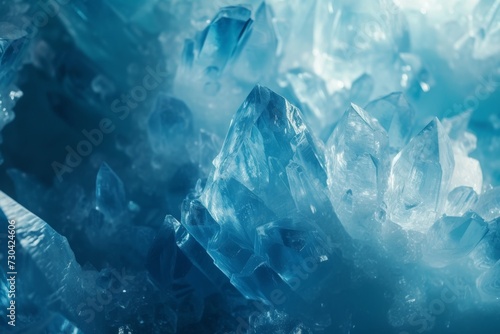 An icy blue texture with crystal-like formations, suggesting coldness and tranquility photo