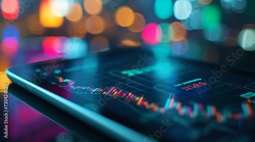 Stock market chart digital tablet