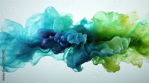 Green and blue inks fusion background
