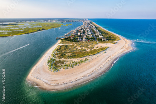 Wrightsville Beach North Carolina South End aerial drone over Masonboro Inlet