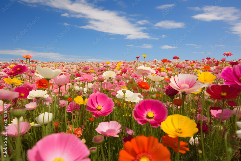 Flower field, beautiful flower field landscape, endlesss flowers, beautiful  endless flower field in the wild