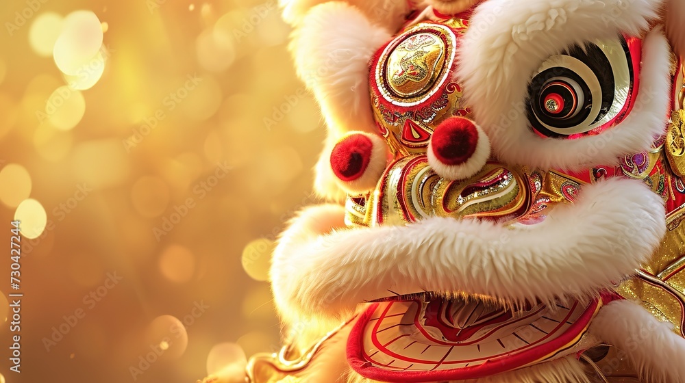 A Close Up Of A Lion Costume On A Gold Background