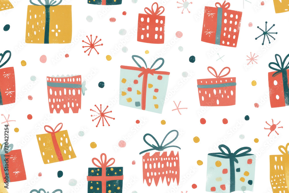 Seamless Pastel Christmas Gift Pattern