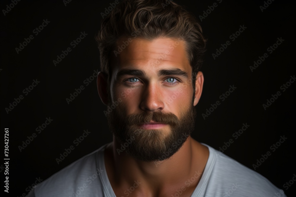 Portrait of a handsome young man with a beard on a black background Portrait of a handsome young man with a beard on a black background