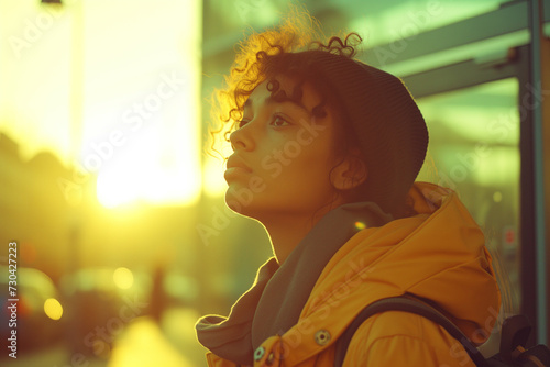 Pensive young woman in sunset light, great for youth culture themes and social media content