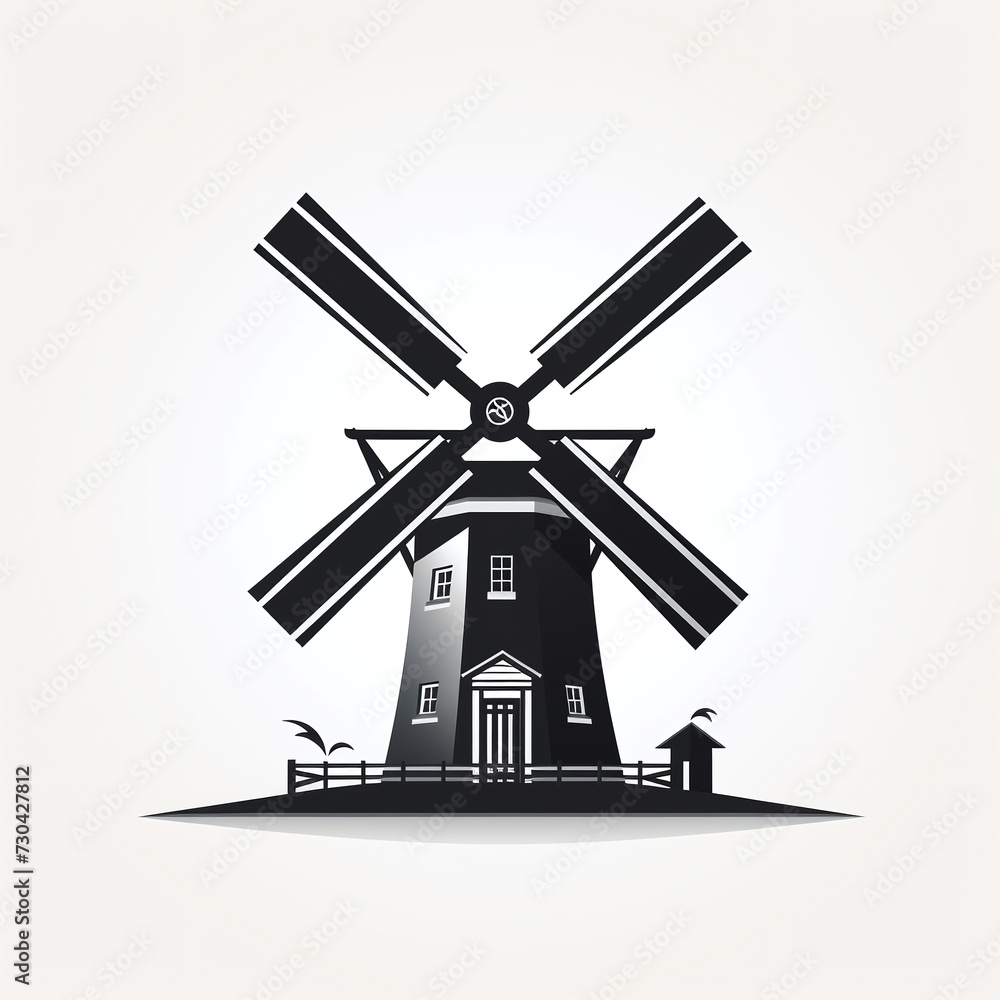 windmill silhouette icon illustration