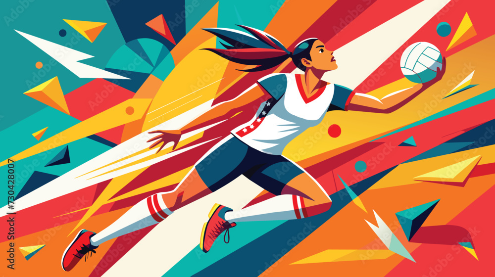 Dynamic Volleyball Player in Mid-Action Illustration Dynamic Volleyball Player in Mid-Action Illustration