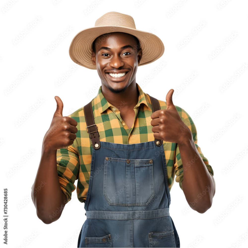 Cheerful mature Afro American farmer man posing and smiling at camera ...