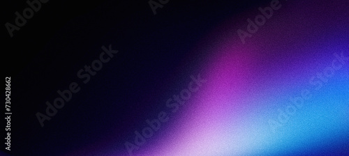 Abstract grainy blue purple color gradient wave black background glowing light dark backdrop
