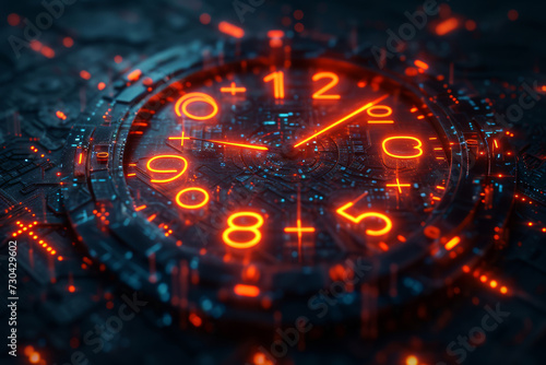 A looped animation of a digital clock  symbolizing the relentless march of time. Concept of time s passage and digital representation. Generative Ai.