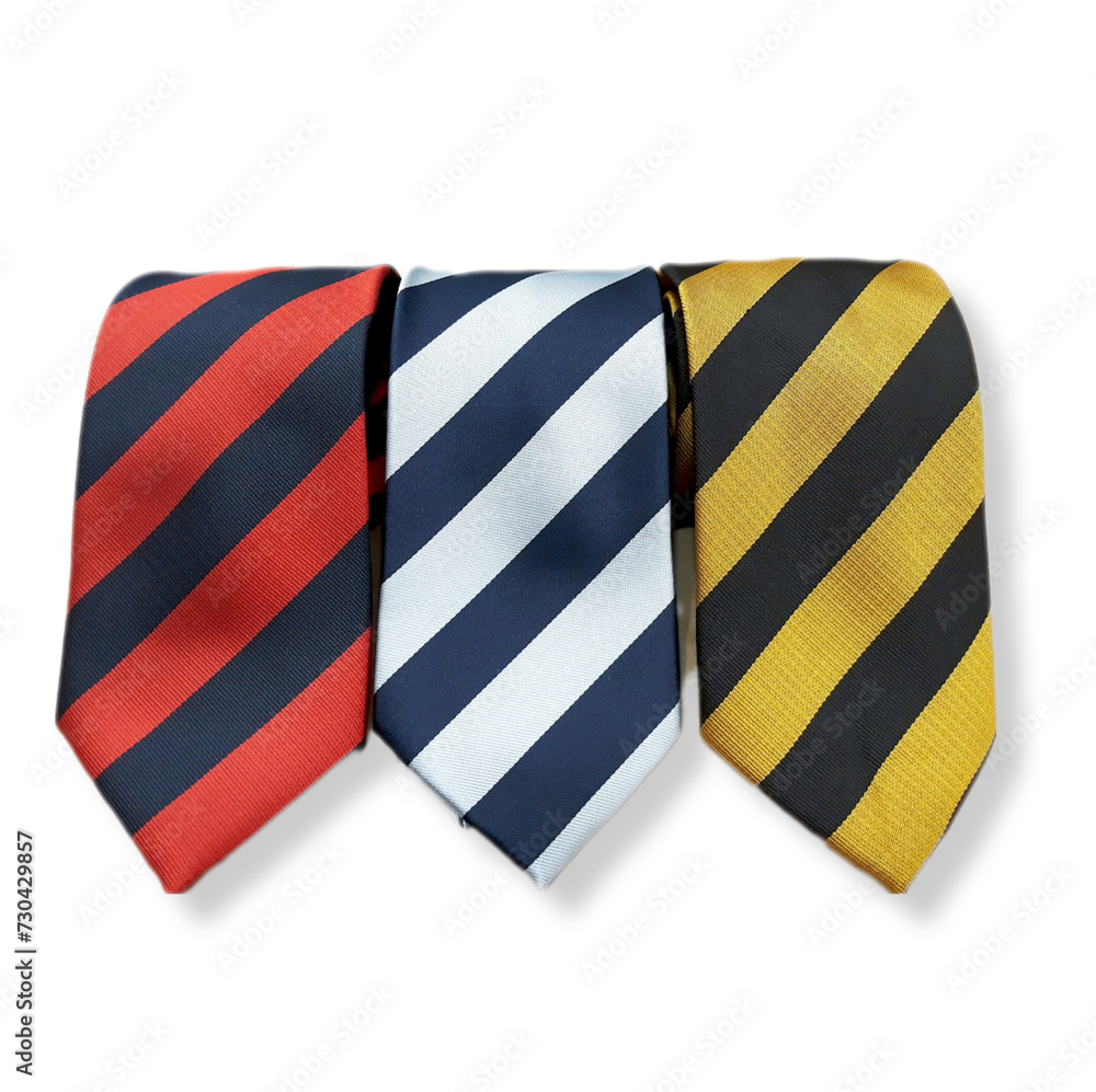 Three folded silk regimental ties on a white background Three folded silk regimental ties on a white background