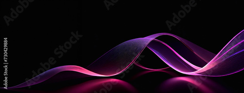 Tapeta, różowy wzór w kształcie fal, efekt światła, czarne tło
