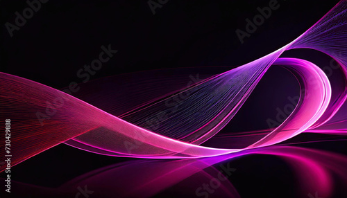 Tapeta, różowy wzór w kształcie fal, efekt światła, czarne tło