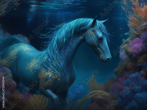 A mesmerizing kelpie gracefully emerges from the depths © anvcart