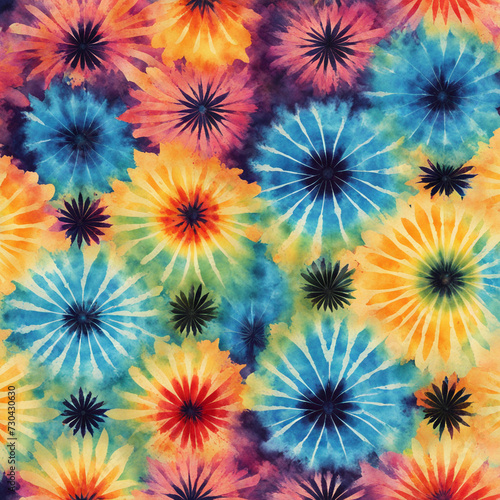 Batik texture background. Abstract colourful tie dye textile texture background. Retro, hippie and boho style © nilawan