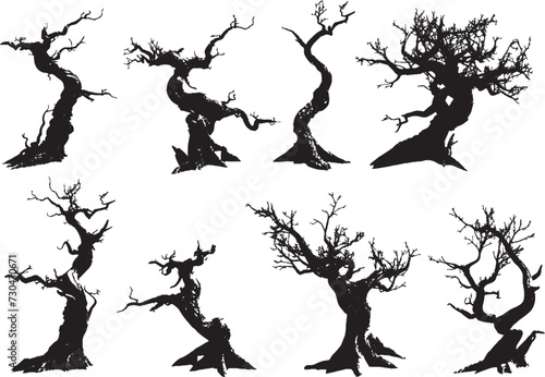 Set Trees. Hand drawn vector illustration