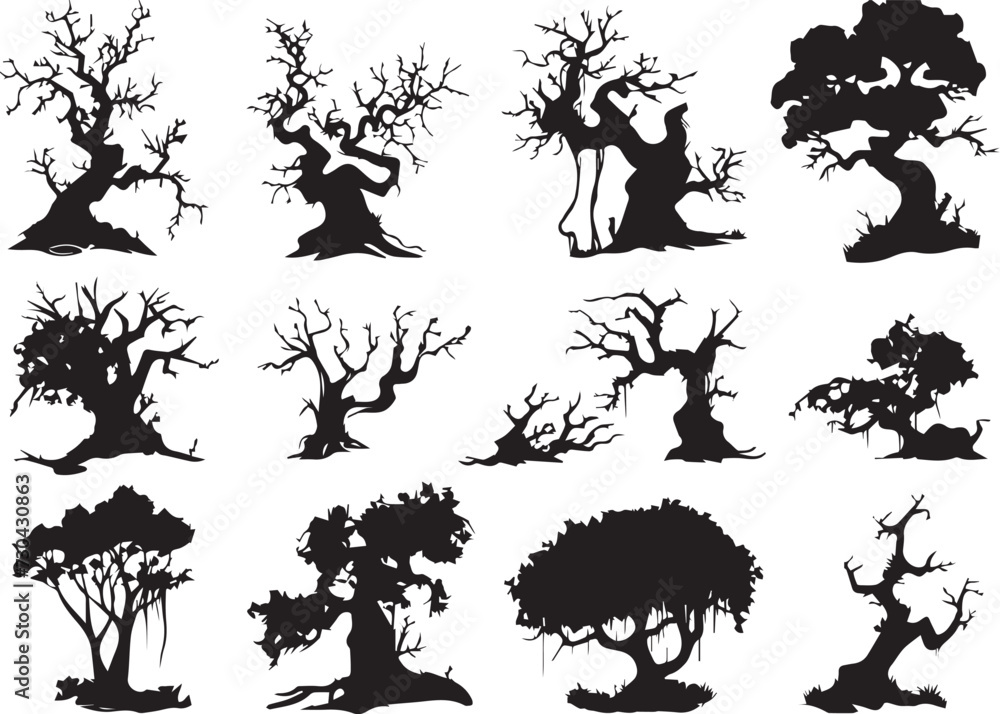 Set Trees. Hand drawn vector illustration Set Trees. Hand drawn vector illustration