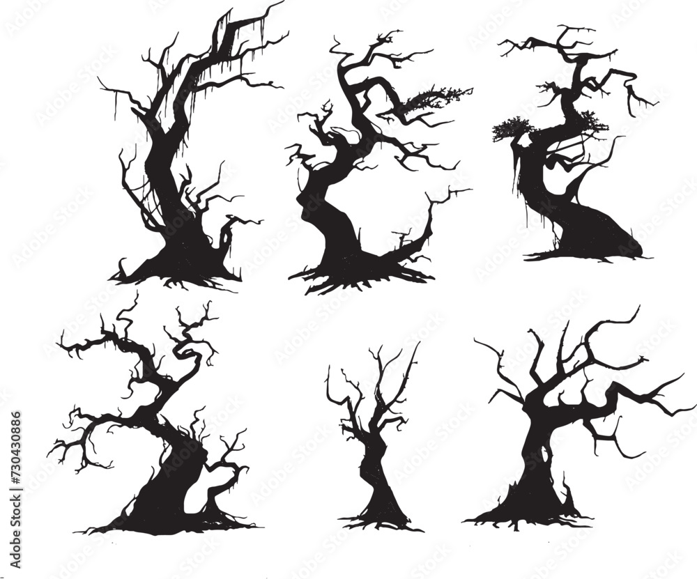 Set Trees. Hand drawn vector illustration Set Trees. Hand drawn vector illustration