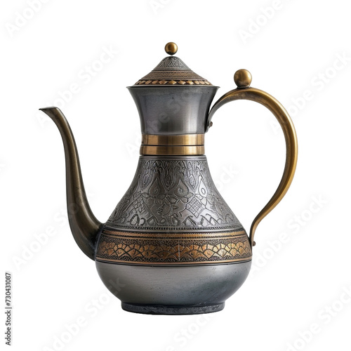 Traditional arabic coffee pot isolated transparent background. PNG Format.