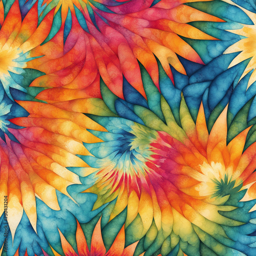 Obraz premium Batik texture background. Abstract colourful tie dye textile texture background. Retro, hippie and boho style