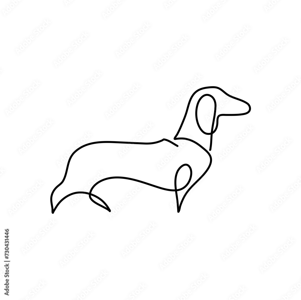 Hand drawn one line dog 