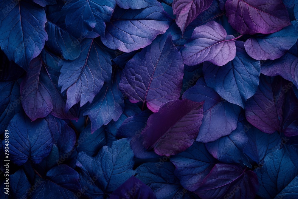 blue leaves on a blue floor Generative AI - obrazy, fototapety, plakaty 