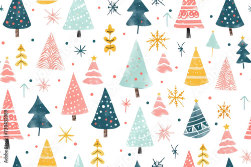 Pastel Christmas Trees Seamless Pattern