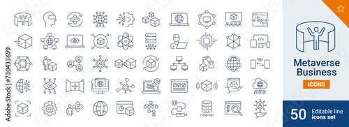 Metaverse icons Pixel perfect. System, network, business, ....