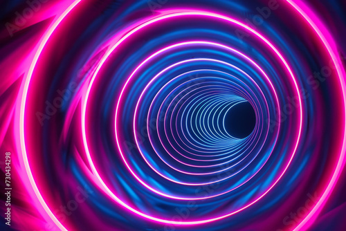 A mesmerizing, hypnotic spiral pattern with neon lights