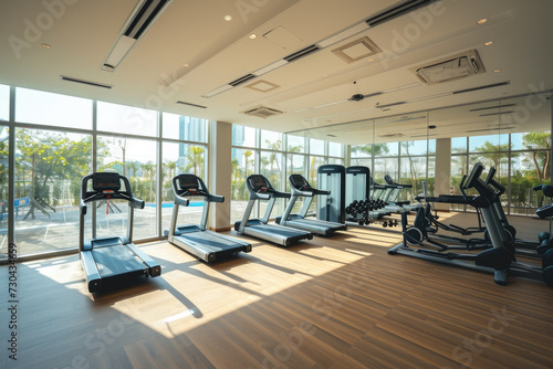 gym with modern equipment and lots of natural light