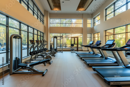 gym with modern equipment and lots of natural light