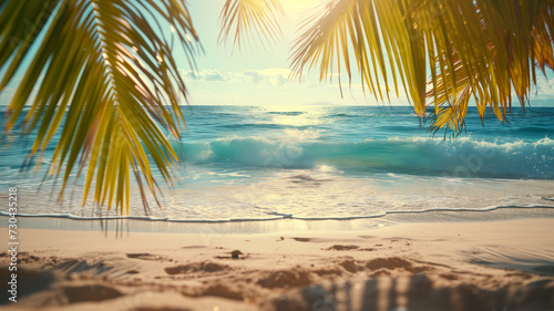 Tropical Beach Paradise with Palm Trees © Melipo-Art