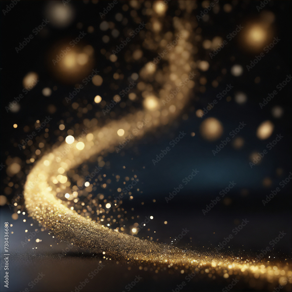 shiny trail of sparkles of gold wave and bokeh light . No compost words and two words word shiny trail of sparkles of gold wave and bokeh light . No compost words and two words word