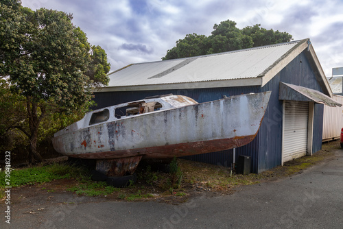 Abandoned rustic boast. Rawene, Northland, New Zealand. © Zenstratus