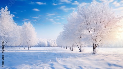Snow Covered Field With Trees