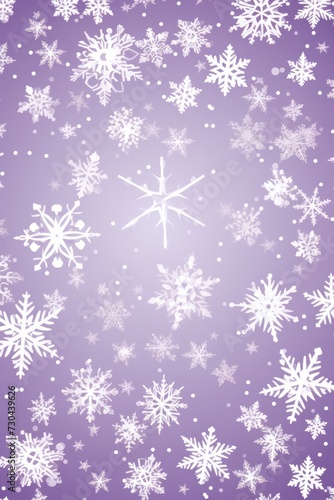 Lilac christmas card with white snowflakes