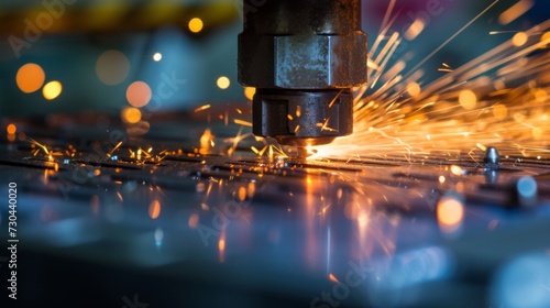 Precision Metalwork: Sparks Fly During Machine Operation
