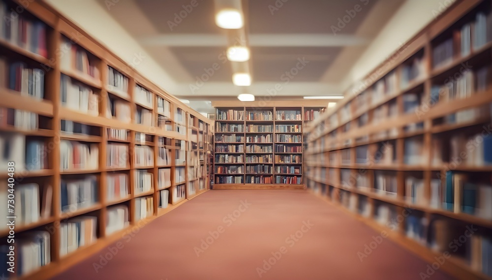 Abstract blurred public library interior space. blurry room with bookshelves by defocused effect. use for background or backdrop in business or education concepts created with generative ai