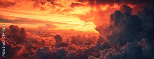 Sun Setting Over Clouds in the Sky © FryArt Studio