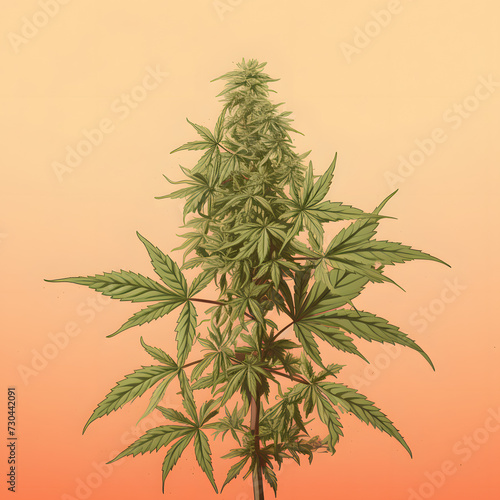 Illustrated cannabis plant  weed plant  illustration of a marihuana plant  ganja  weed  marijuhana