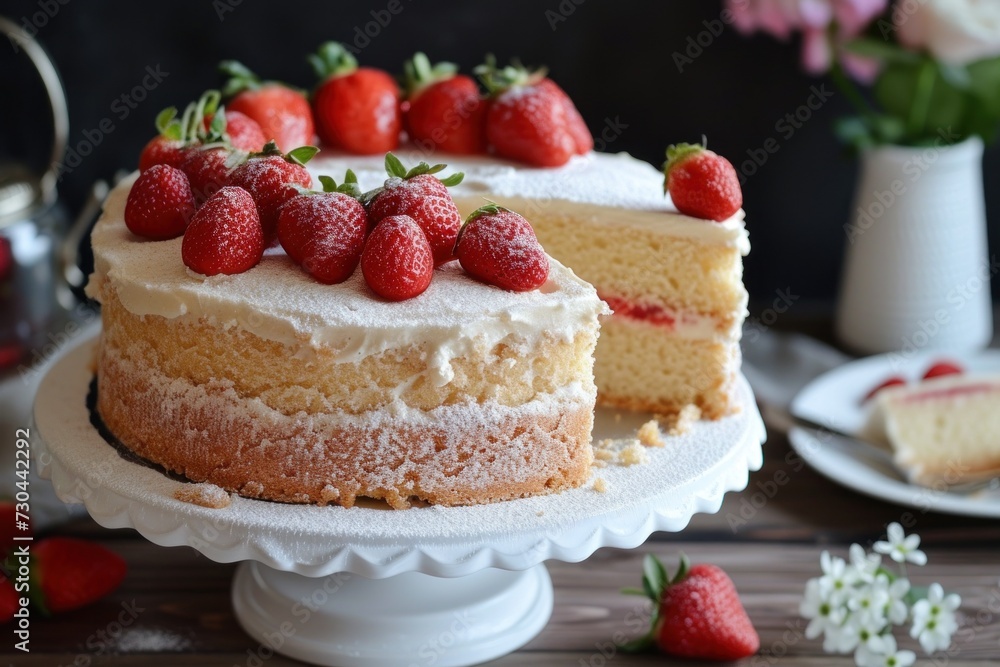 White Cake With Fresh Strawberries White Cake With Fresh Strawberries