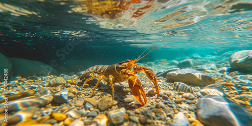 Crayfish in the water