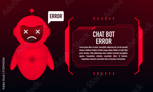 Error chatbot glyph icon. Chatbot error concept banner. Robot answer customer in chatbot service. Dialog between AI assistant. Artificial intelligence talking, answering questions. Vector illustration
