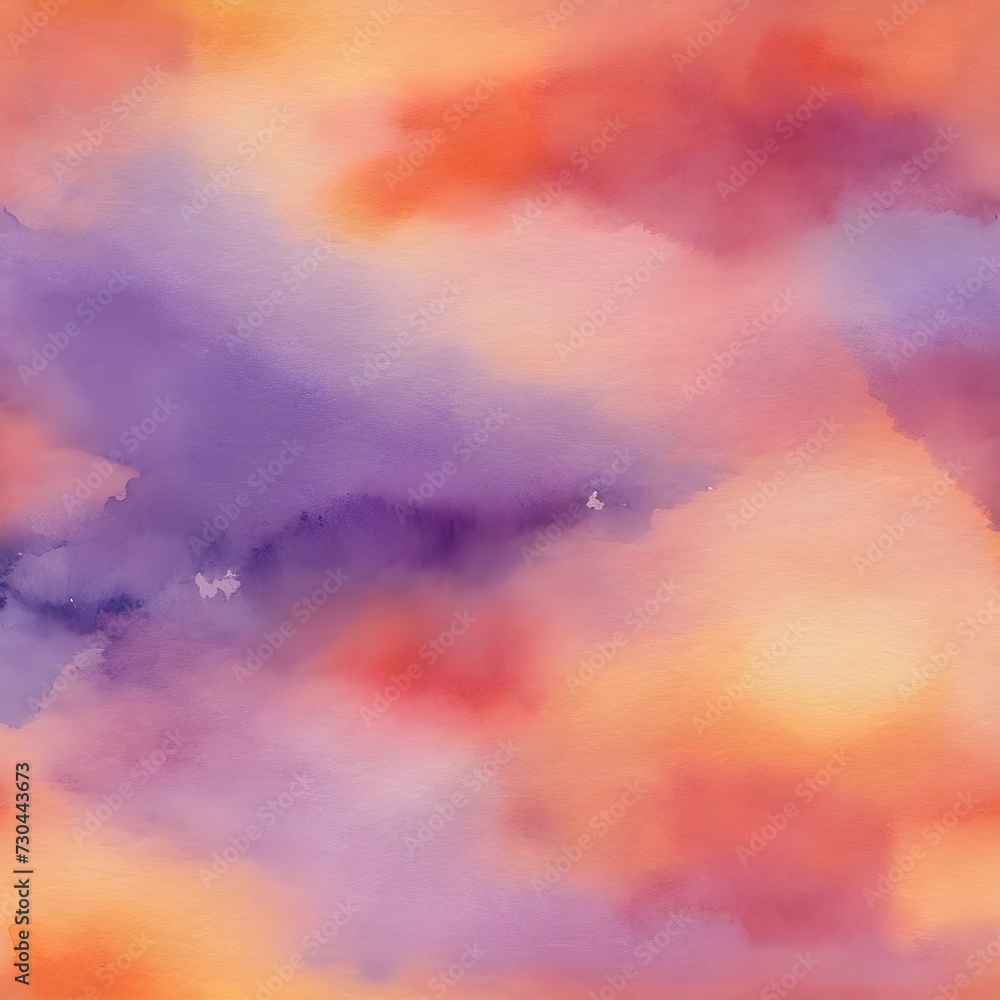Abstract watercolor background sunset sky orange purple