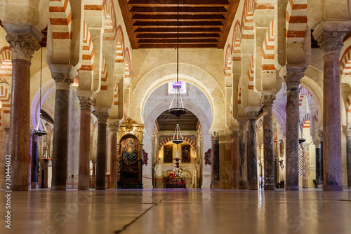 Interior of the Great Mosque-Cathedral, also called the Mezquita in Cordoba, Andalusia, Spain photo