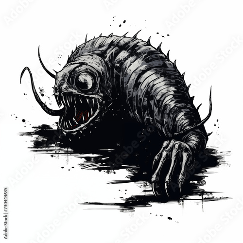 horrific larvae monster, intrusive thoughts worm