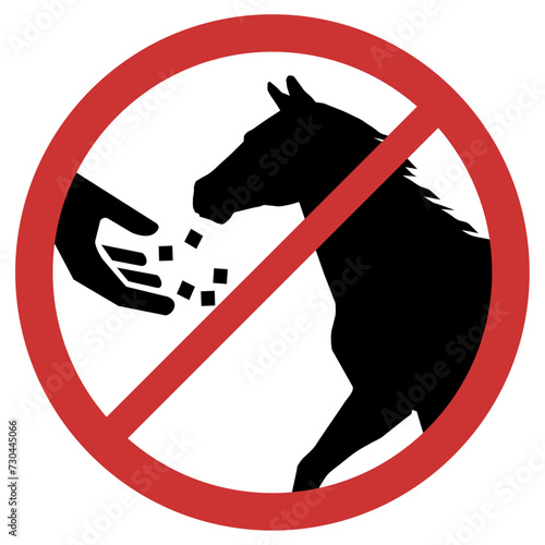 Vector graphic of sign prohibiting the feeding of the horses